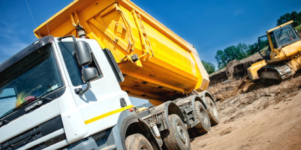 a bulk tipper on site